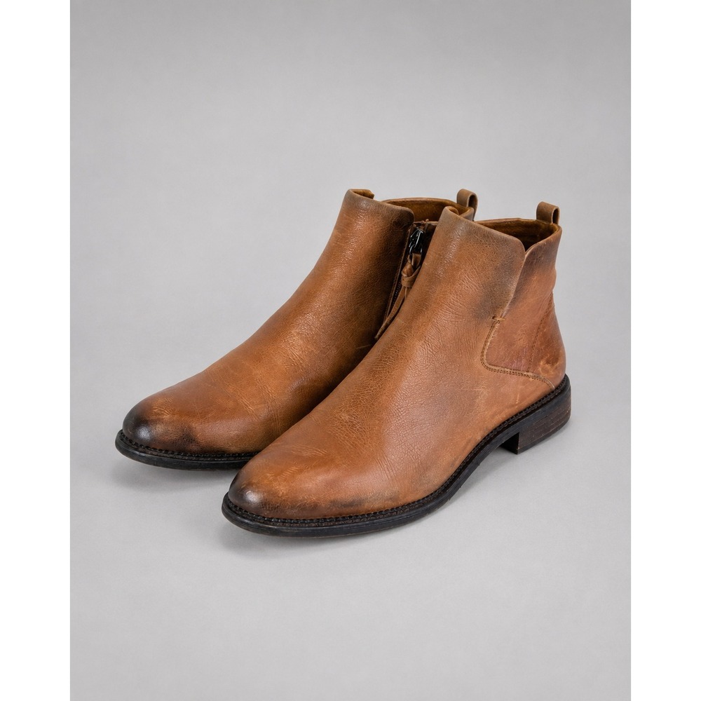 Franco Sarto Hyla Ankle Boots Women 11M Brown Leather Zip Burnished Boho Western